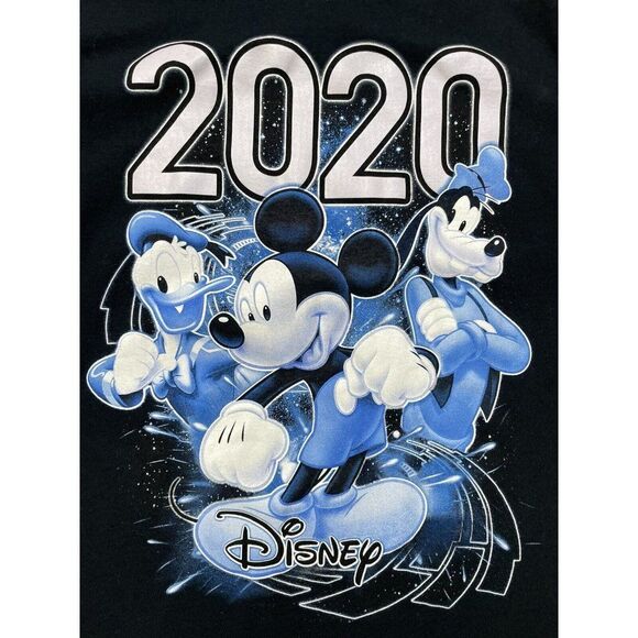 Disney Mickey Mouse Goofy Donald 2020 T-shirt Women Medium Black - Picture 2 of 5